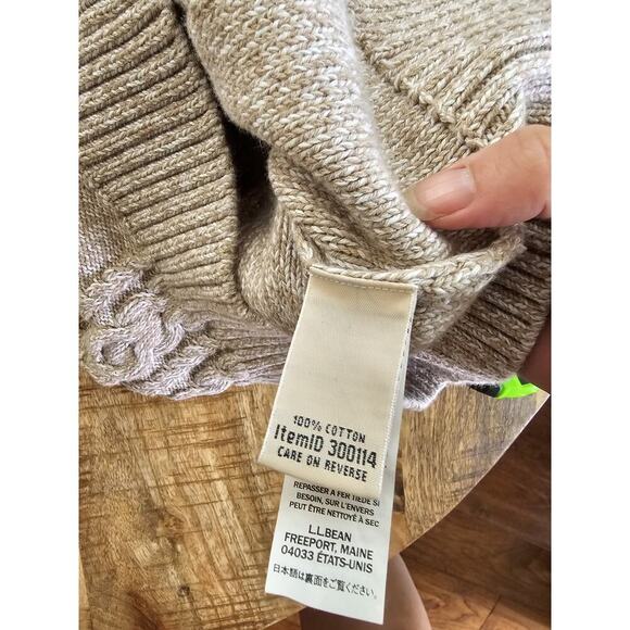 L.L Bean Cableknit Cardigan Sweater Full Zip Women's Size S Beige Preppy - Picture 6 of 8